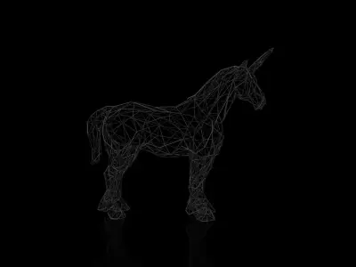 Unicorn Wireframe Low-poly 3D model