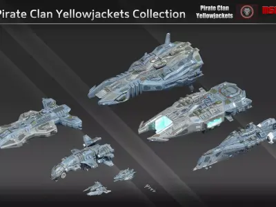 Pirate Clan Yellowjackets Spaceship Collection 3D Model Pack