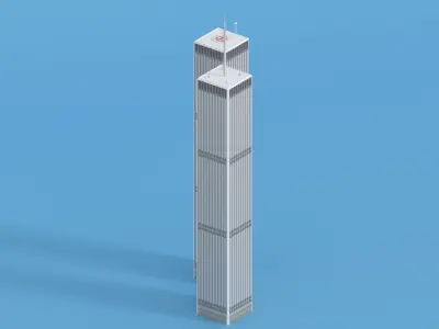 Cartoon World Trade Center Twin Towers New York Low-poly 3D model