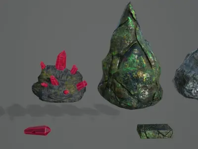 Ores and Ingots 3 Low-poly 3D model