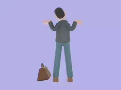 Stylized 3D Male Teacher Character - Cartoon Confused Pose 3D model