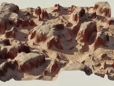Realistic Sandy Canyon Desert Terrain Environment PBR Ready Low-poly 3D model
