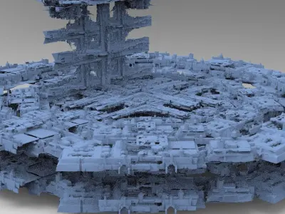 Sci-Fi City dystopia base Grid ground base collection 1  3D model