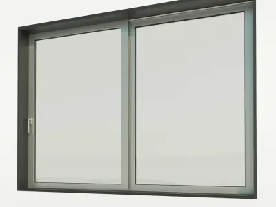 Panoramic sliding system Window Door Low-poly 3D model