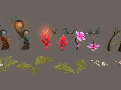 Fantasy Root Forest - Game Props Low-poly 3D model