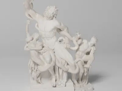 Laocoon and His Sons Sculpture VR AR Mobile-ready Game-ready Low-poly 3D model