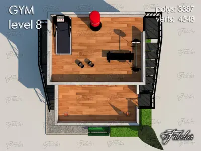 Gym Level Low-poly 3D model