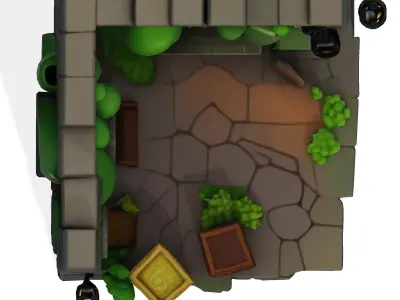 Stylized Dungeon 3D Environment  Modular Fantasy Scene Low-poly 3D model