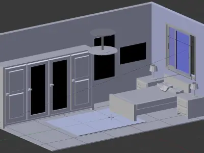 Bedroom assets Low-poly 3D model