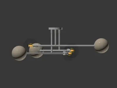 Aksel 6 Light Brass Chandelier 3D model