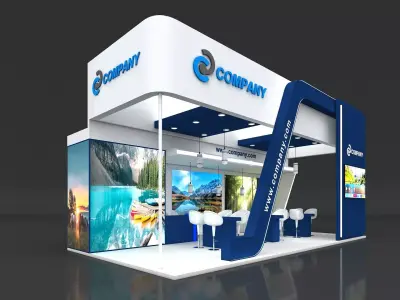 Exhibition Stand Booth Stall 10x5m Height 500cm 3 Side Open 3D model