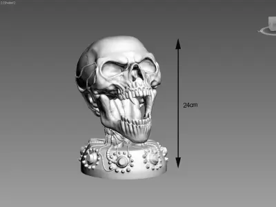 Robot skull human Headphone Stand Cyborg Headset Stand 3D print model
