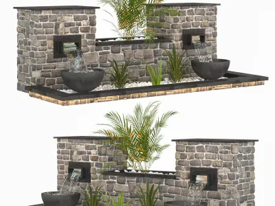 Collection of 9 waterfront models fountain 3D Model Pack