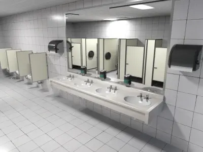 Classic Public Bathroom Low-poly 3D model