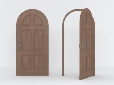 Vintage Wooden Door Low-poly 3D model