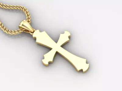 Light Gold 18K Cross Pendant 1CP033 3D print model