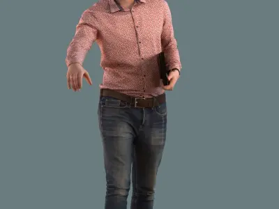 Set of 3D men shopping 3D model