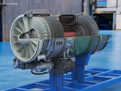  Cutaway Turbofan Jet Engine 