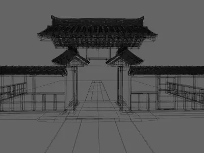 Old japanese gate Free 3D model