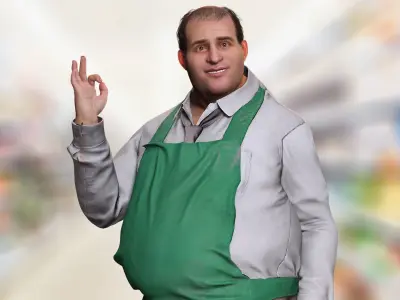 3D High-Quality 3D Worker with Apron Rigged Game-Ready Low-poly 3D model