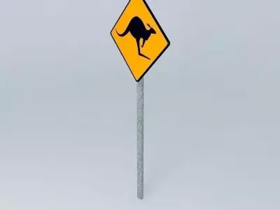 Aussie Road Sign Kangaroo Free 3D model
