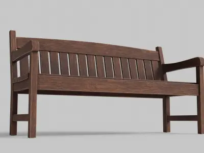 Wood Street Bench 3D Model with PBR Texture 3D model
