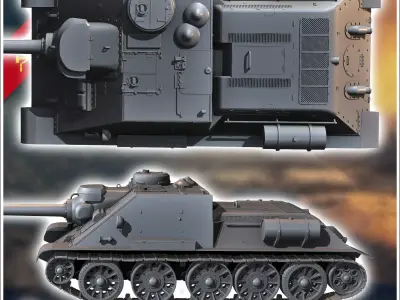 SU-122P assault gun - Soviet army WW2 Second World East front Os 3D print model