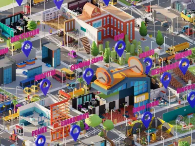 Low Poly Interior City Low-poly 3D model