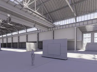 Art Gallery in Vintage Warehouse 3D model