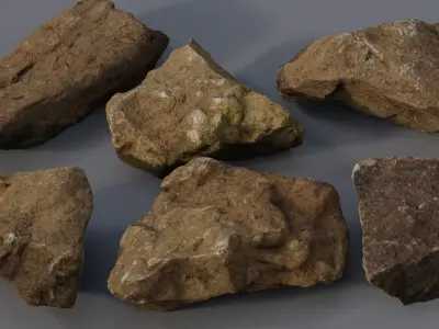 Rock Pack Vol 1-3 Photoscanned Rocks 21 Total Low-poly 3D model