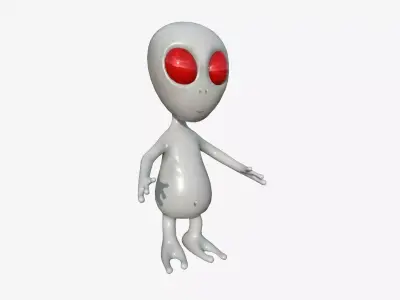 Cute Alien A12 Gray Red - Simple - Character Design Low-poly 3D model