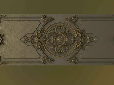 door 1 gold rug with ornate design 3D model