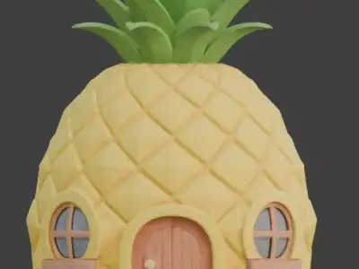 Stylized Pineapple House 3D Model Collection Low-poly 3D model