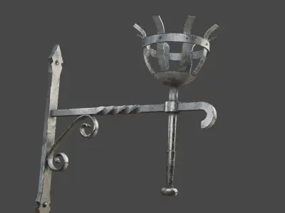 Gothic Torch Low-poly 3D model