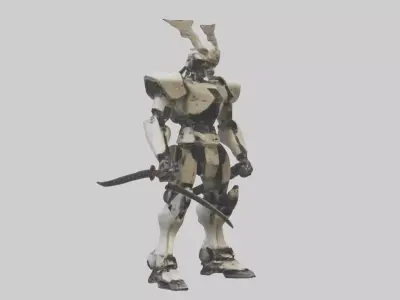 Robot version of a samurai model Low-poly 3D model
