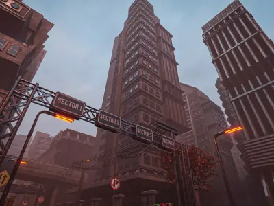 DYSTOPIAN BRUTALIST BUILDING SCIFI 04 Low-poly 3D model