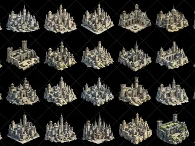 132 Transparent Fantasy Castle And Fort Game Asset Texture