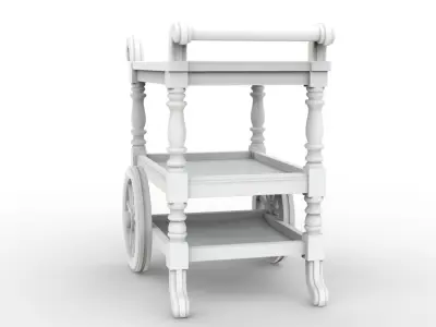 Tea Cart 3D Print Miniature Furniture Three Tier STL 3D print model