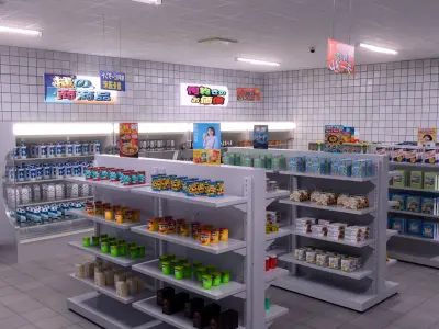 Japanese Mini Market Scene 3D model