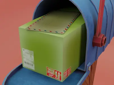 Stylized Mailbox Low-poly 3D model purchase