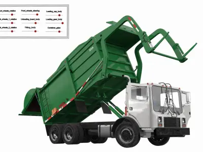  Refuse Truck with Front Loader Rigged 