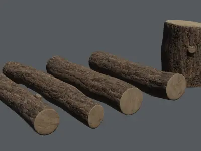 Wooden Logs Low-poly 3D model