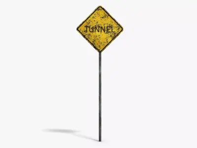 Damaged Tunnel Sign Low-poly 3D model