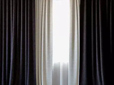 Curtains 33 Curtains with Tulle 3D model