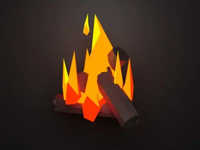 Campfire bonfire Low-poly 3D model