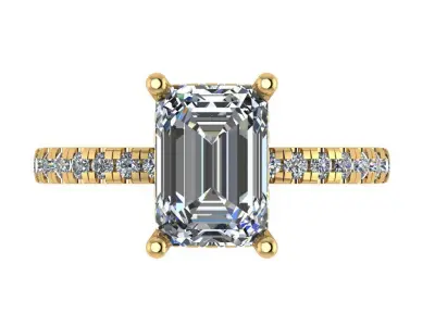 Emerald shape ring with doble hidden halo 3D print model