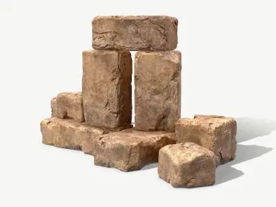 Stones rock set 01 Four high-detailed pieces - 3 colors Low-poly 3D model