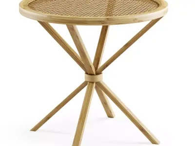 Wooden rattan coffee table  3D model