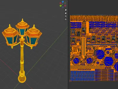 Stylized Game-Ready Street Lamp  Low Poly  PBR  4K Textures Low-poly 3D model