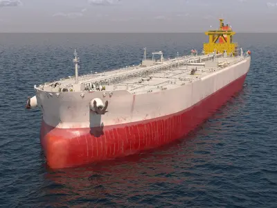  Cargo Oil Supertanker with Helicopter 